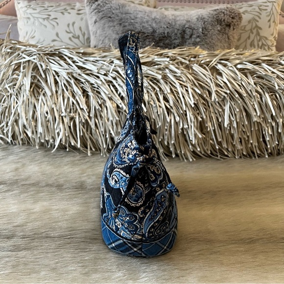 Vintage VERA BRADLEY Windsor 2006 Sherry 2 Handle Mini Y2K Bag Navy Blue Plaid - Picture 3 of 10